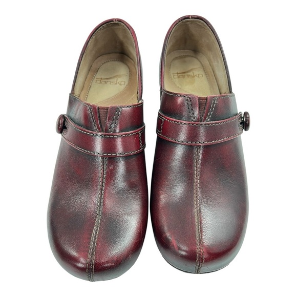 Dansko Women's Burgundy Leather Solstice Cordovan Maroon Clogs Size 7.5-8 - Picture 1 of 9